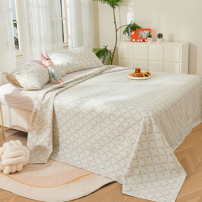 91家纺网 家纺一手货源 找家纺 爱彼家纺 2026新款原棉老粗布烫画老粗布印花系列单床单凉席席子三件套 菱形诺溪