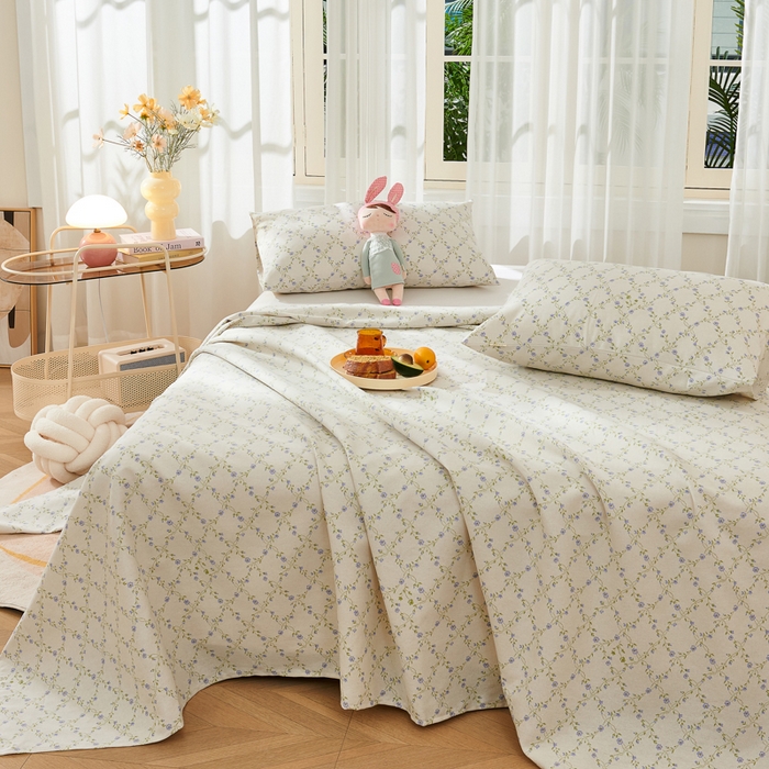 91家纺网 家纺一手货源 找家纺 爱彼家纺 2026新款原棉老粗布烫画老粗布印花系列单床单凉席席子三件套 菱形诺溪