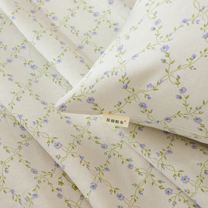 91家纺网 家纺一手货源 找家纺 爱彼家纺 2026新款原棉老粗布烫画老粗布印花系列单床单凉席席子三件套 菱形诺溪