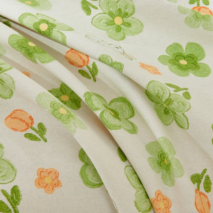 91家纺网 家纺一手货源 找家纺 爱彼家纺 2026新款原棉老粗布烫画老粗布印花系列单床单凉席席子三件套 绿朵花香