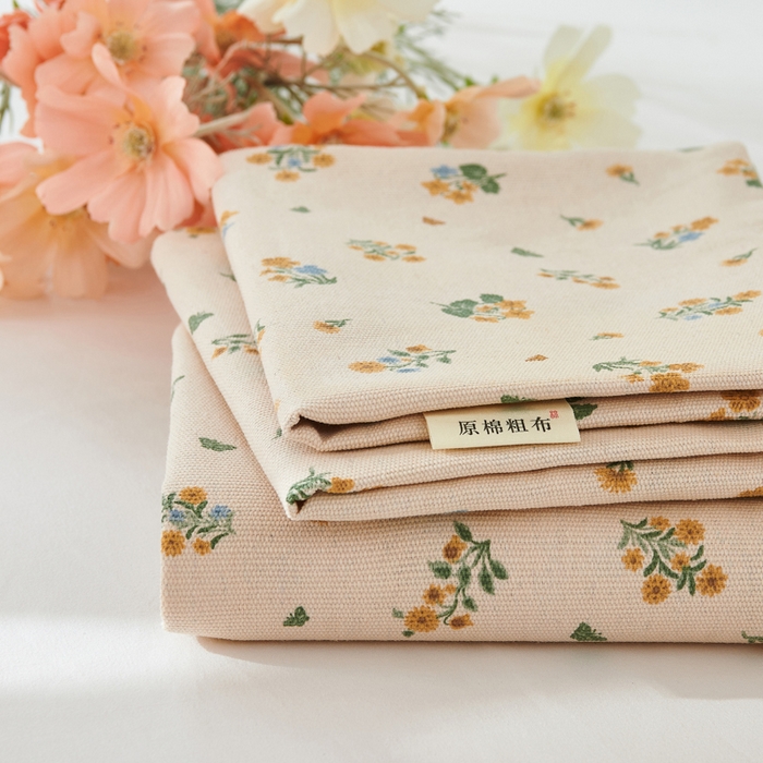 爱彼家纺 2026新款原棉老粗布烫画老粗布印花系列单床单凉席席子三件套 清新碎花