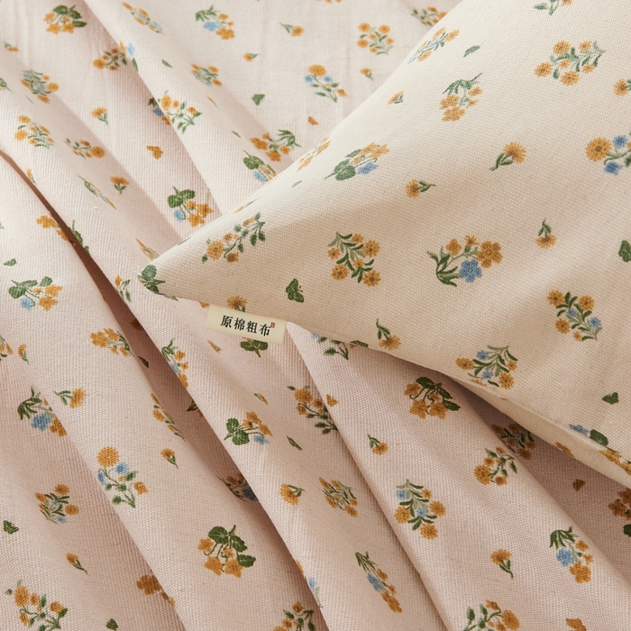 91家纺网 家纺一手货源 找家纺 爱彼家纺 2026新款原棉老粗布烫画老粗布印花系列单床单凉席席子三件套 清新碎花