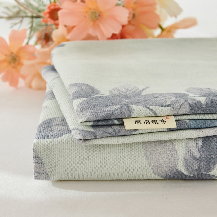 爱彼家纺 2026新款原棉老粗布烫画老粗布印花系列单床单凉席席子三件套 叶落缤纷