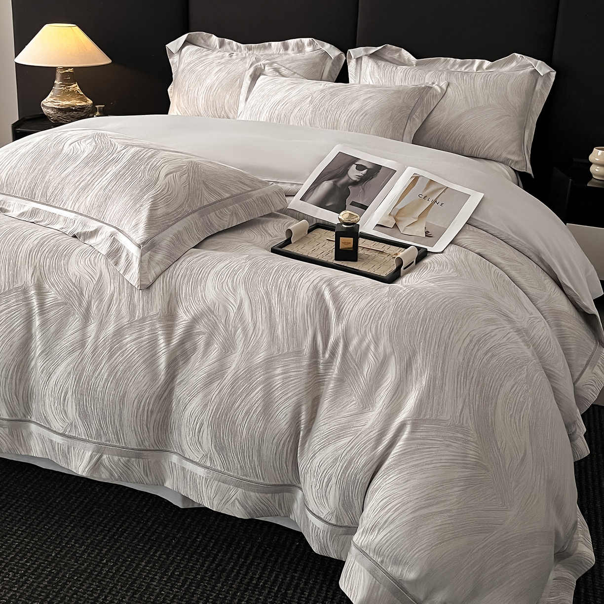 91家纺网 家纺一手货源 找家纺 （总）置顶家纺 2026新款摩登天空亲肤磨毛提花系列四件套