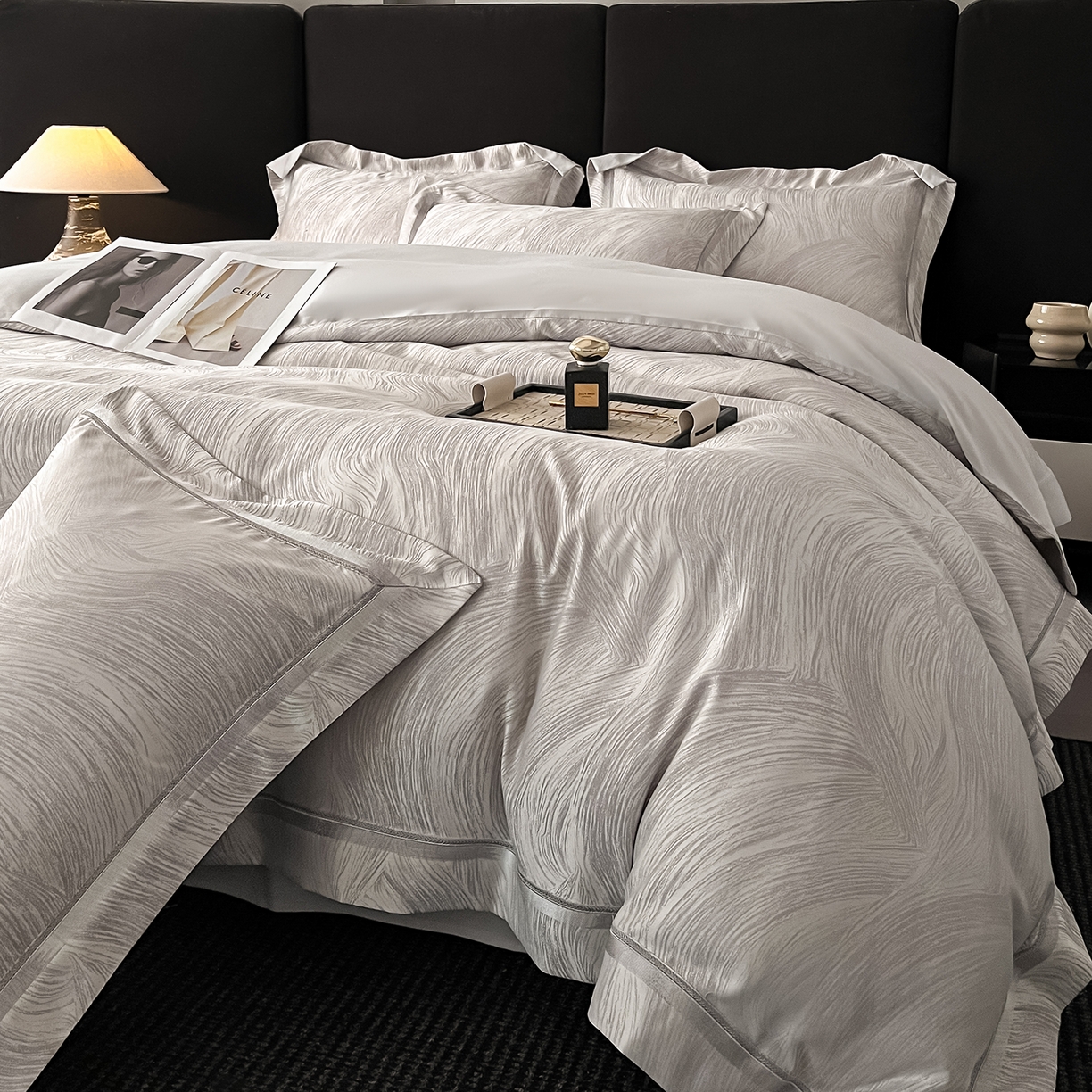 91家纺网 家纺一手货源 找家纺 （总）置顶家纺 2026新款摩登天空亲肤磨毛提花系列四件套