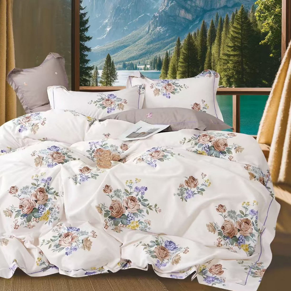 91家纺网 家纺一手货源 找家纺 （总2）未来家居 JAMES KELLY （铂金凯丽）2025新款40支13376全棉印染铂金长绒棉四件套-系列8