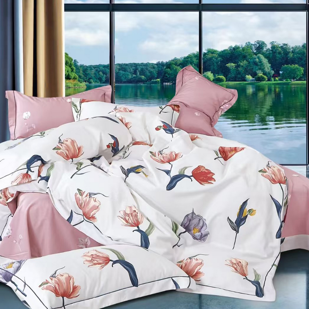 91家纺网 家纺一手货源 找家纺 （总2）未来家居 JAMES KELLY （铂金凯丽）2025新款40支13376全棉印染铂金长绒棉四件套-系列8