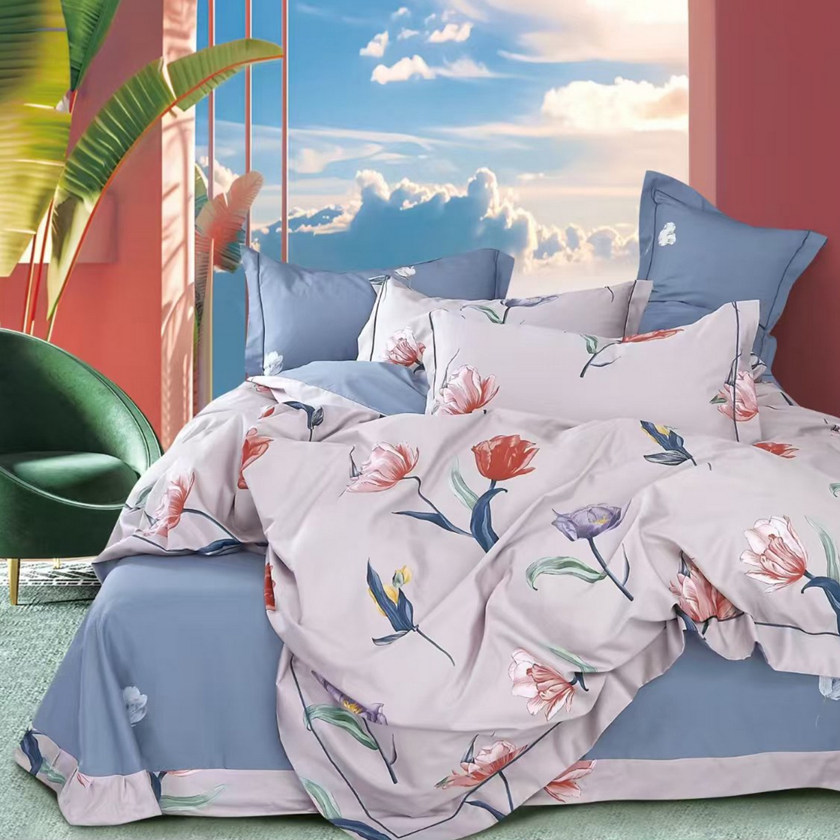 91家纺网 家纺一手货源 找家纺 （总2）未来家居 JAMES KELLY （铂金凯丽）2025新款40支13376全棉印染铂金长绒棉四件套-系列8