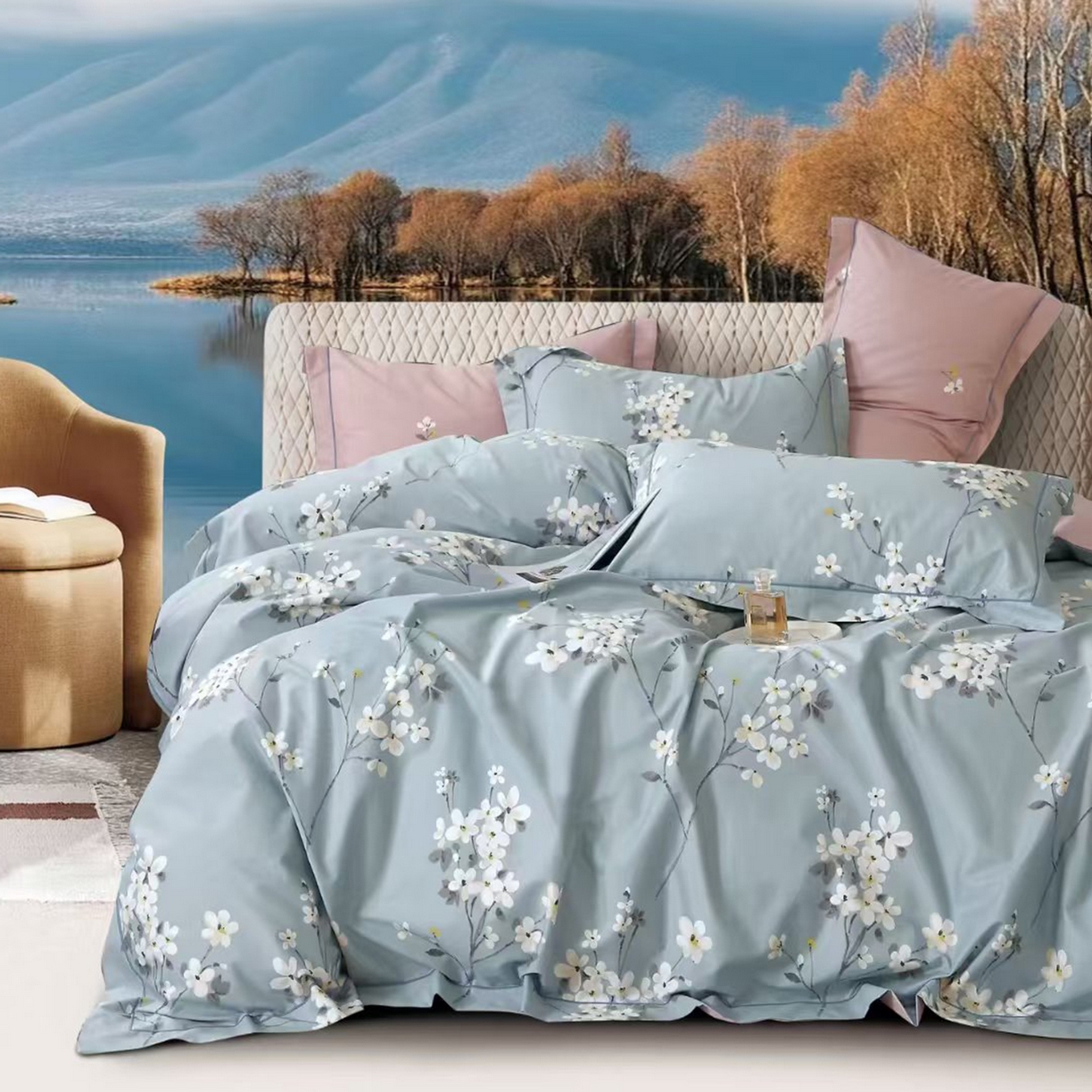 91家纺网 家纺一手货源 找家纺 （总2）未来家居 JAMES KELLY （铂金凯丽）2025新款40支13376全棉印染铂金长绒棉四件套-系列8