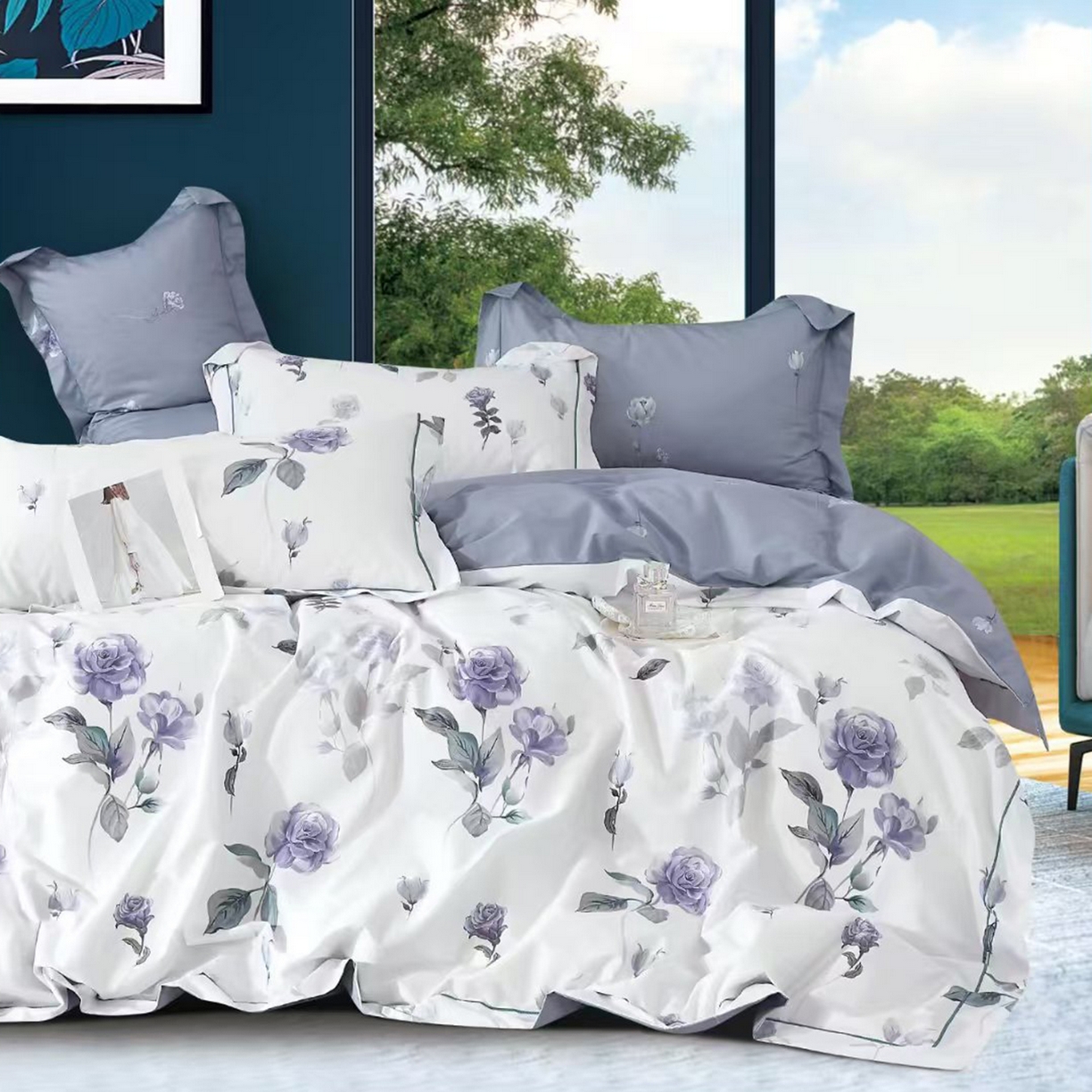 91家纺网 家纺一手货源 找家纺 （总2）未来家居 JAMES KELLY （铂金凯丽）2025新款40支13376全棉印染铂金长绒棉四件套-系列8