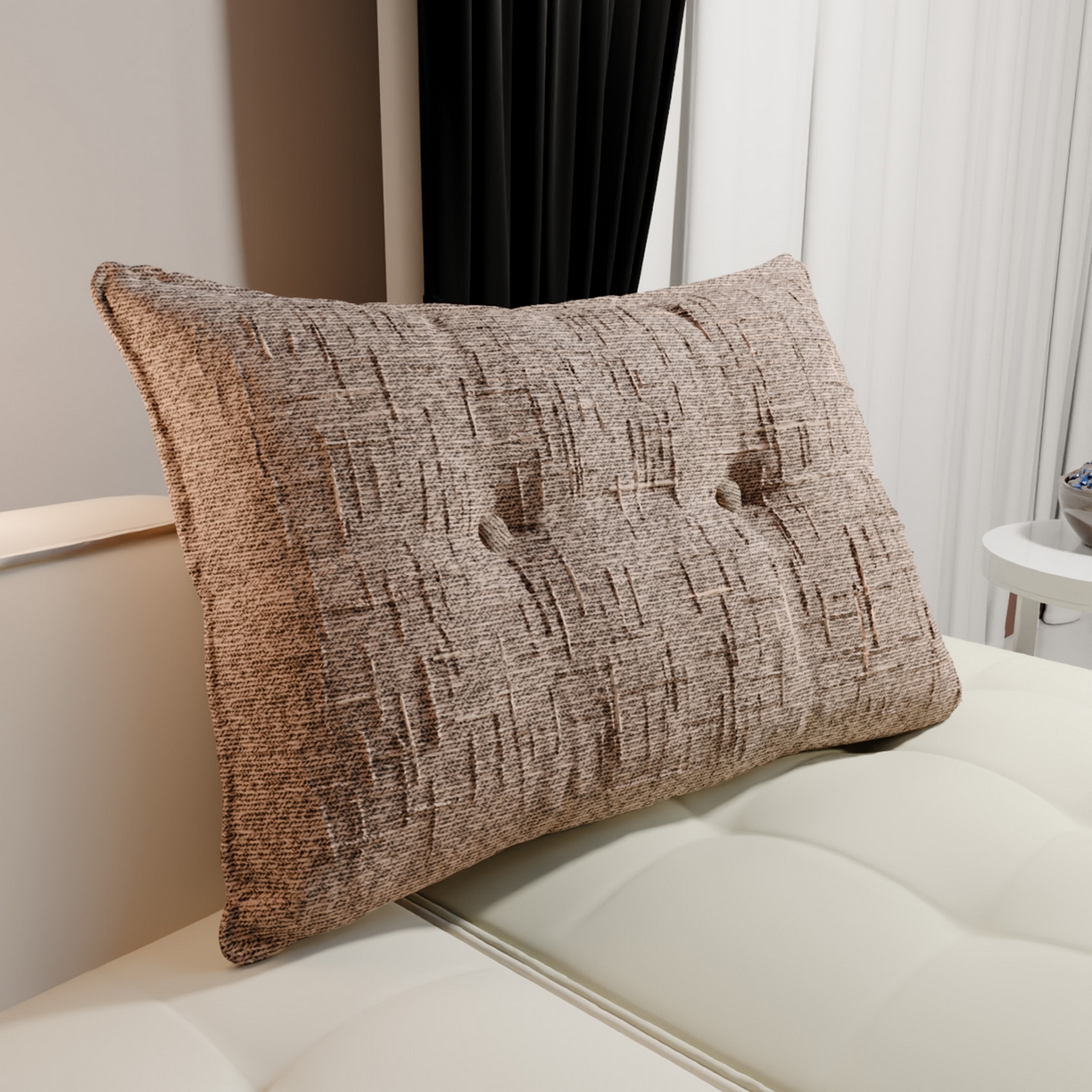 91家纺网 家纺一手货源 找家纺 （总）美达人 2026新款高克重肌理麻靠枕纽扣床头靠枕靠垫