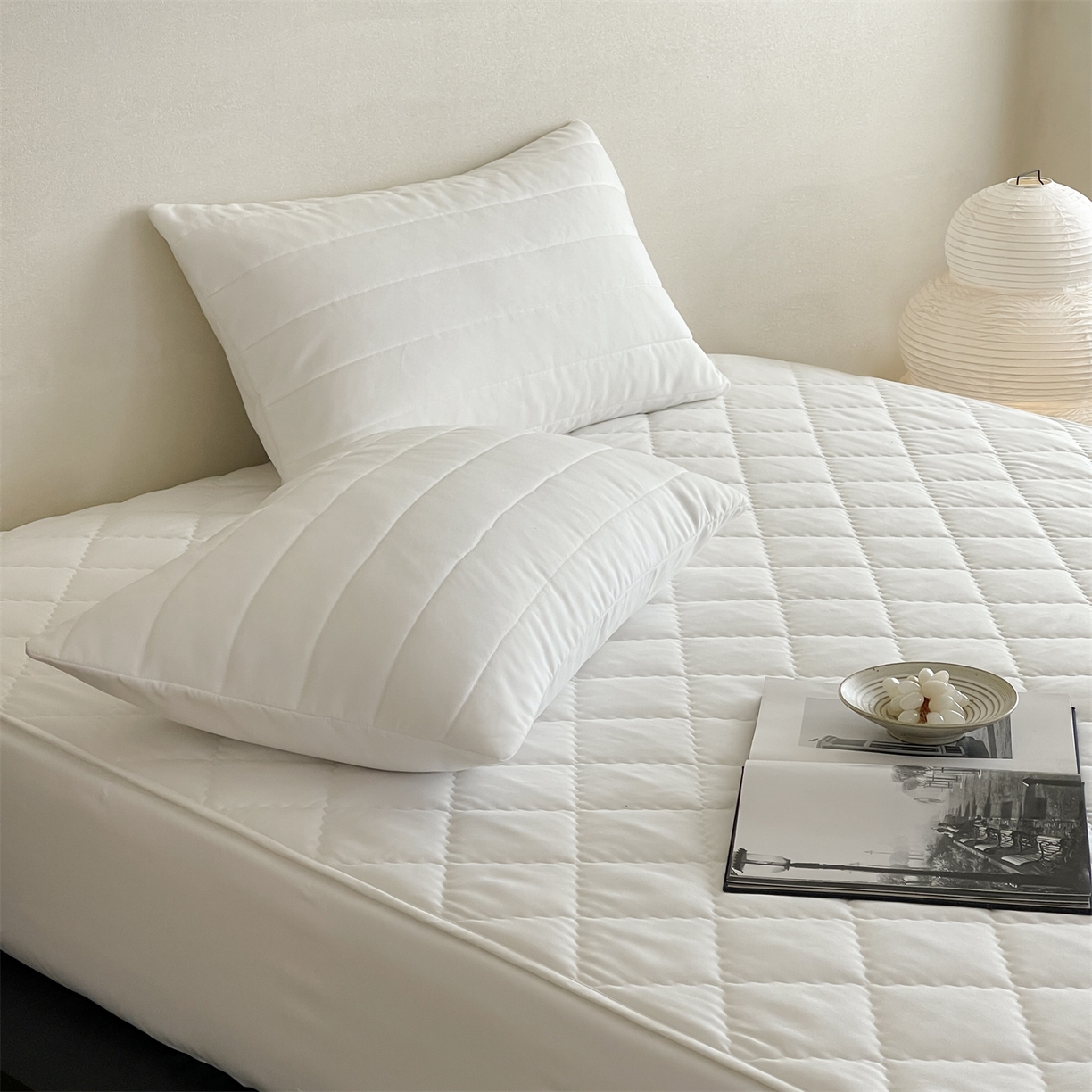 91家纺网 家纺一手货源 找家纺 三味舒屋 2026新款三防功能夹棉床笠床垫保护罩（严格控价：券后135/155/165） 纯净白