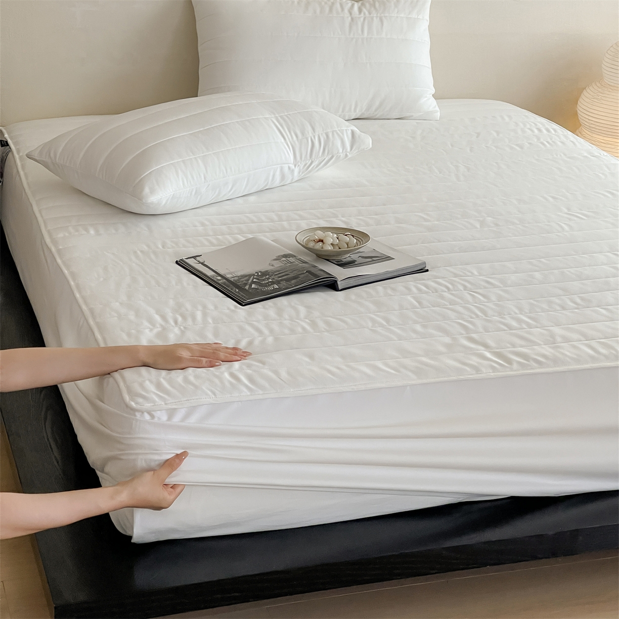 三味舒屋 2026新款三防功能夹棉床笠床垫保护罩（严格控价：券后135/155/165） 净月白