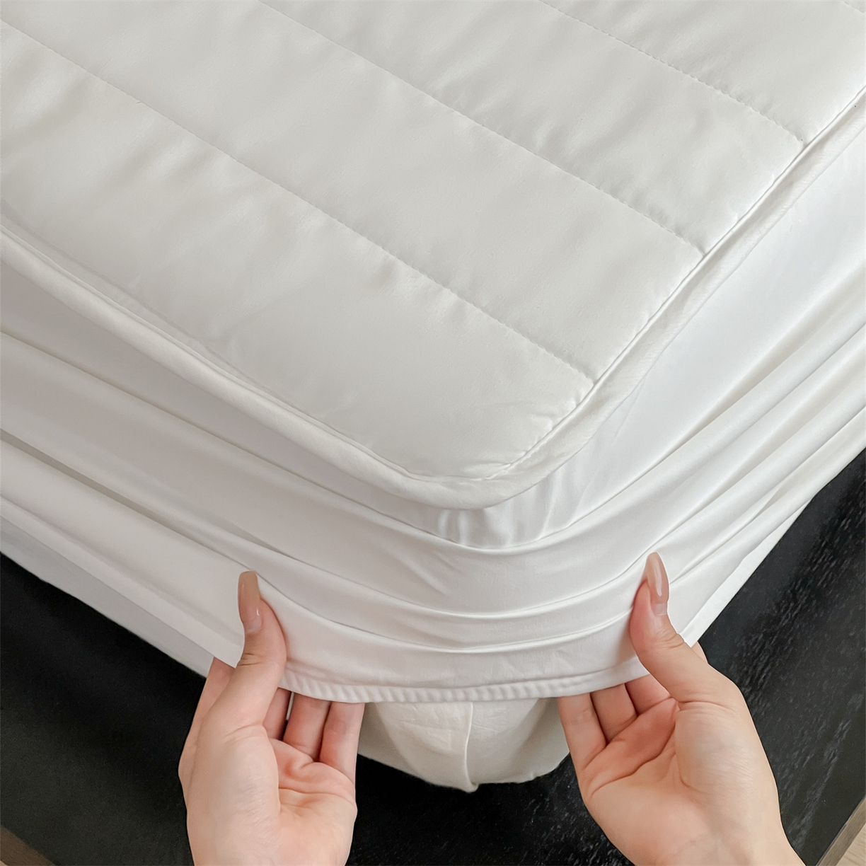 91家纺网 家纺一手货源 找家纺 三味舒屋 2026新款三防功能夹棉床笠床垫保护罩（严格控价：券后135/155/165） 净月白