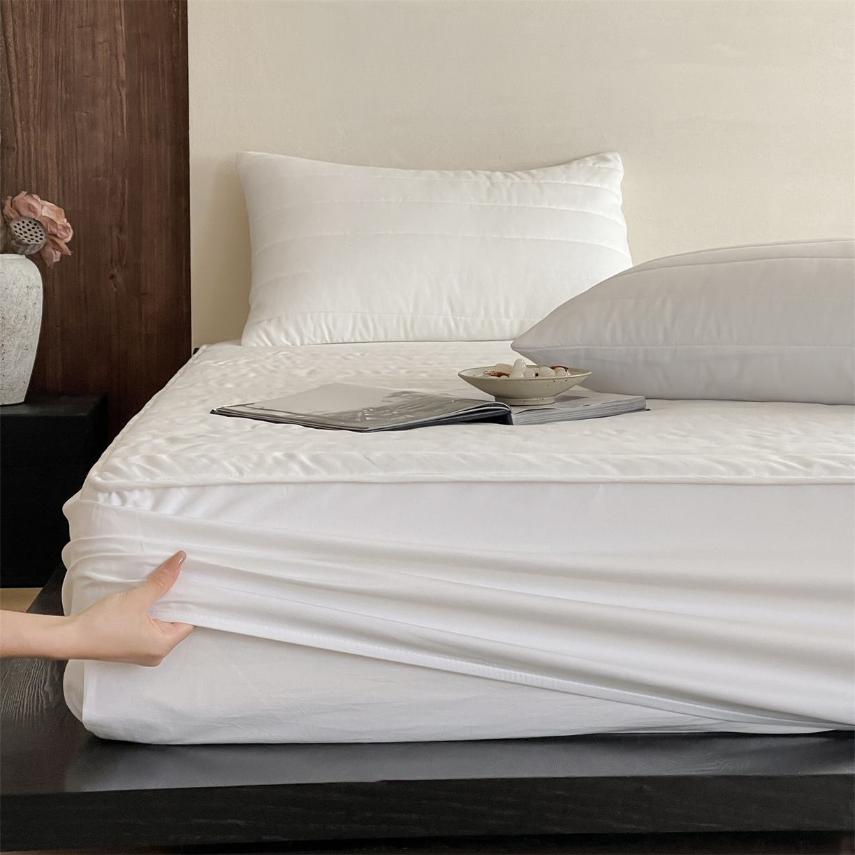 91家纺网 家纺一手货源 找家纺 三味舒屋 2026新款三防功能夹棉床笠床垫保护罩（严格控价：券后135/155/165） 净月白