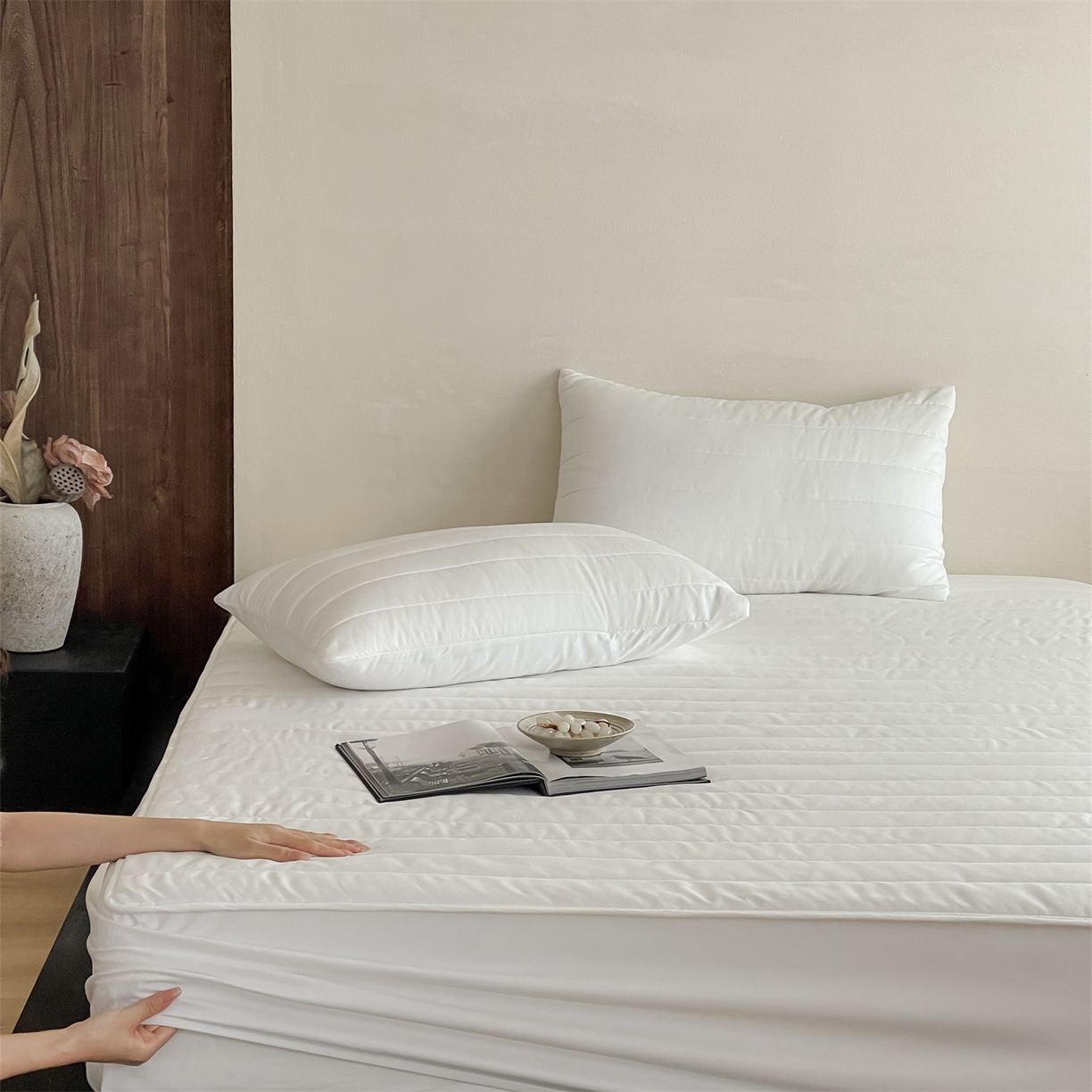 91家纺网 家纺一手货源 找家纺 三味舒屋 2026新款三防功能夹棉床笠床垫保护罩（严格控价：券后135/155/165） 净月白