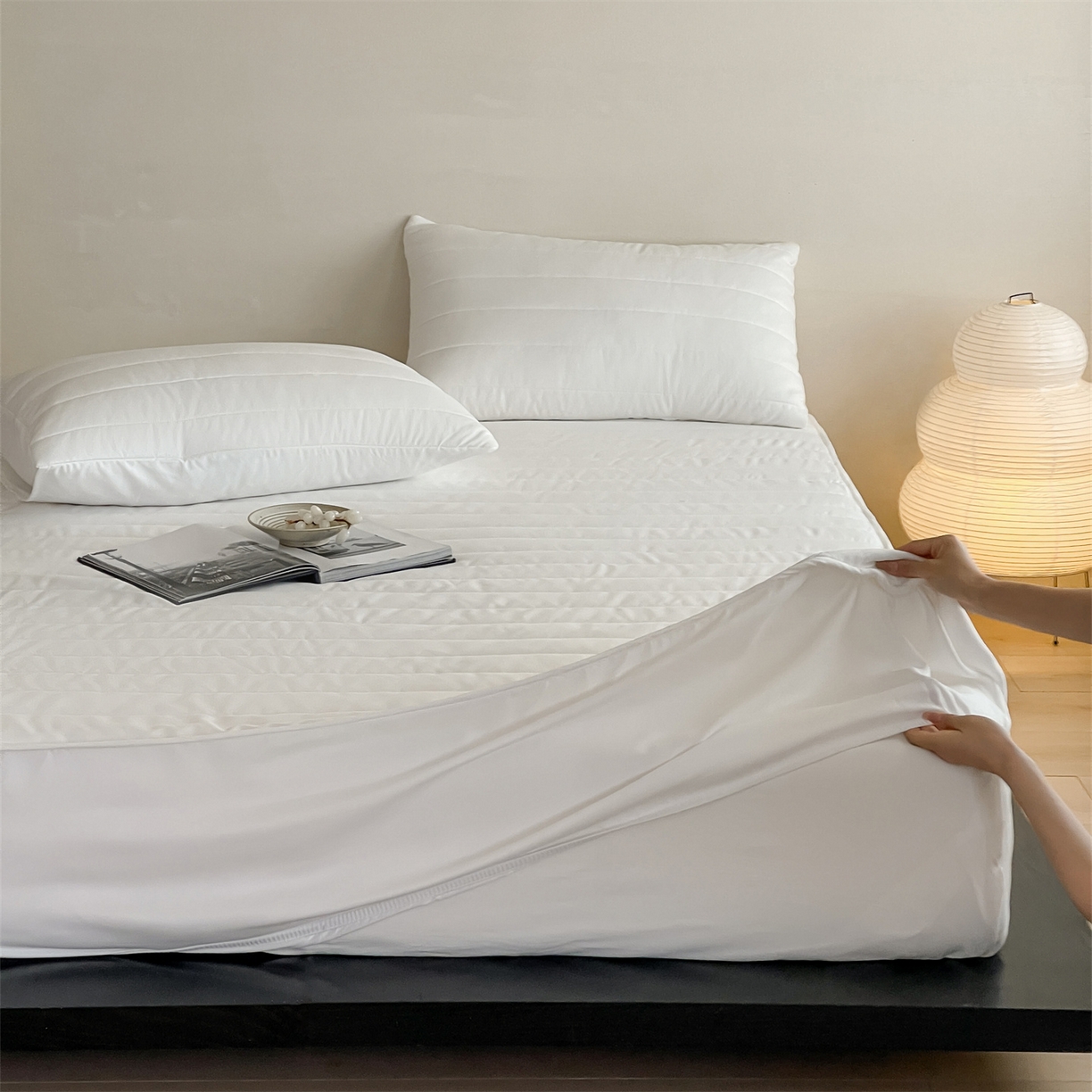 91家纺网 家纺一手货源 找家纺 三味舒屋 2026新款三防功能夹棉床笠床垫保护罩（严格控价：券后135/155/165） 净月白