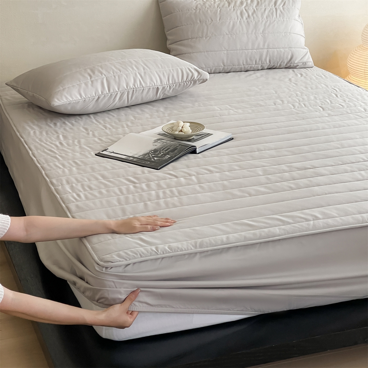 三味舒屋 2026新款三防功能夹棉床笠床垫保护罩（严格控价：券后135/155/165） 净月灰