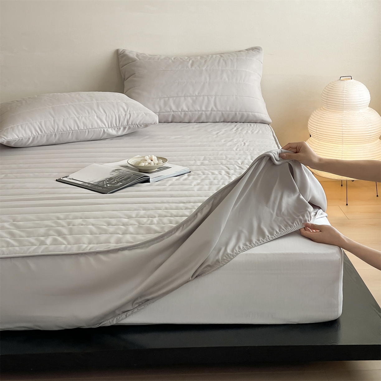 91家纺网 家纺一手货源 找家纺 三味舒屋 2026新款三防功能夹棉床笠床垫保护罩（严格控价：券后135/155/165） 净月灰