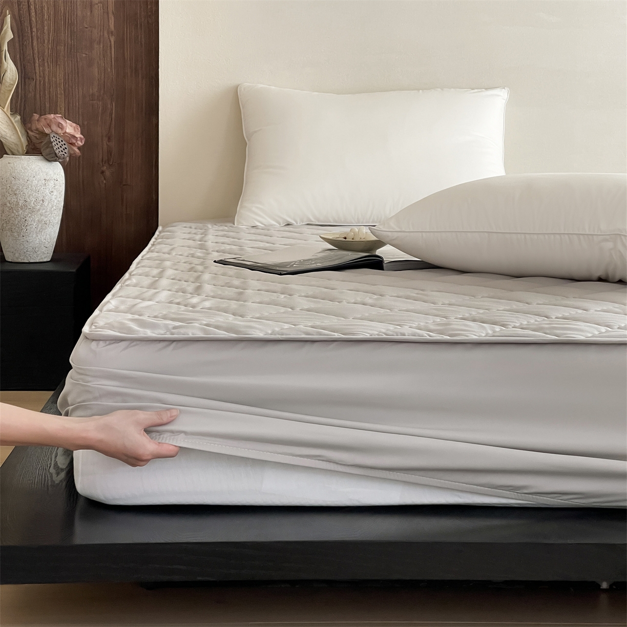 91家纺网 家纺一手货源 找家纺 三味舒屋 2026新款三防功能夹棉床笠床垫保护罩（严格控价：券后135/155/165） 雅致灰