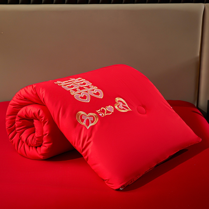 91家纺网 家纺一手货源 找家纺 （总）啊雅家居 2026新款绣花婚庆被芯结婚被子大红送礼被-婚庆被子-喜到