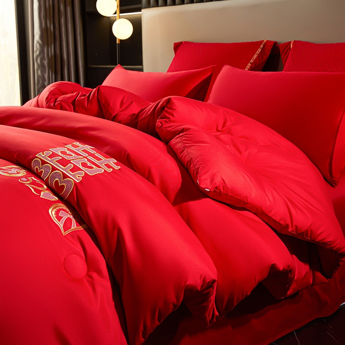 91家纺网 家纺一手货源 找家纺 （总）啊雅家居 2026新款绣花婚庆被芯结婚被子大红送礼被-婚庆被子-喜到