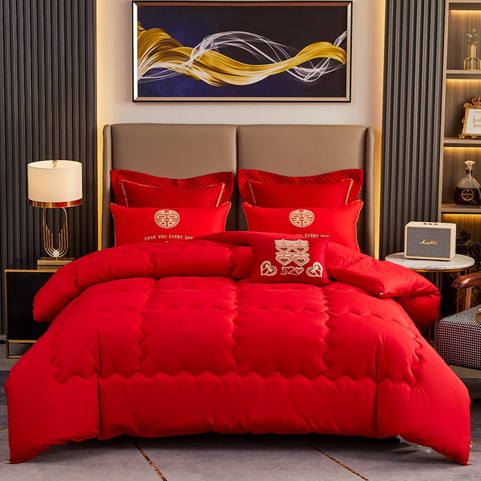 （总）啊雅家居 2026新款简约婚庆被子大红被芯-喜结良缘