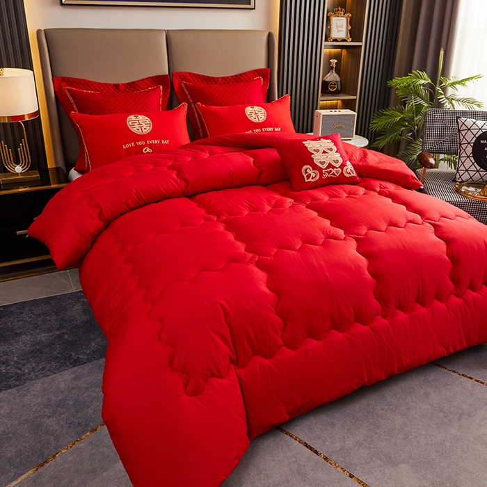 91家纺网 家纺一手货源 找家纺 （总）啊雅家居 2026新款简约婚庆被子大红被芯-喜结良缘