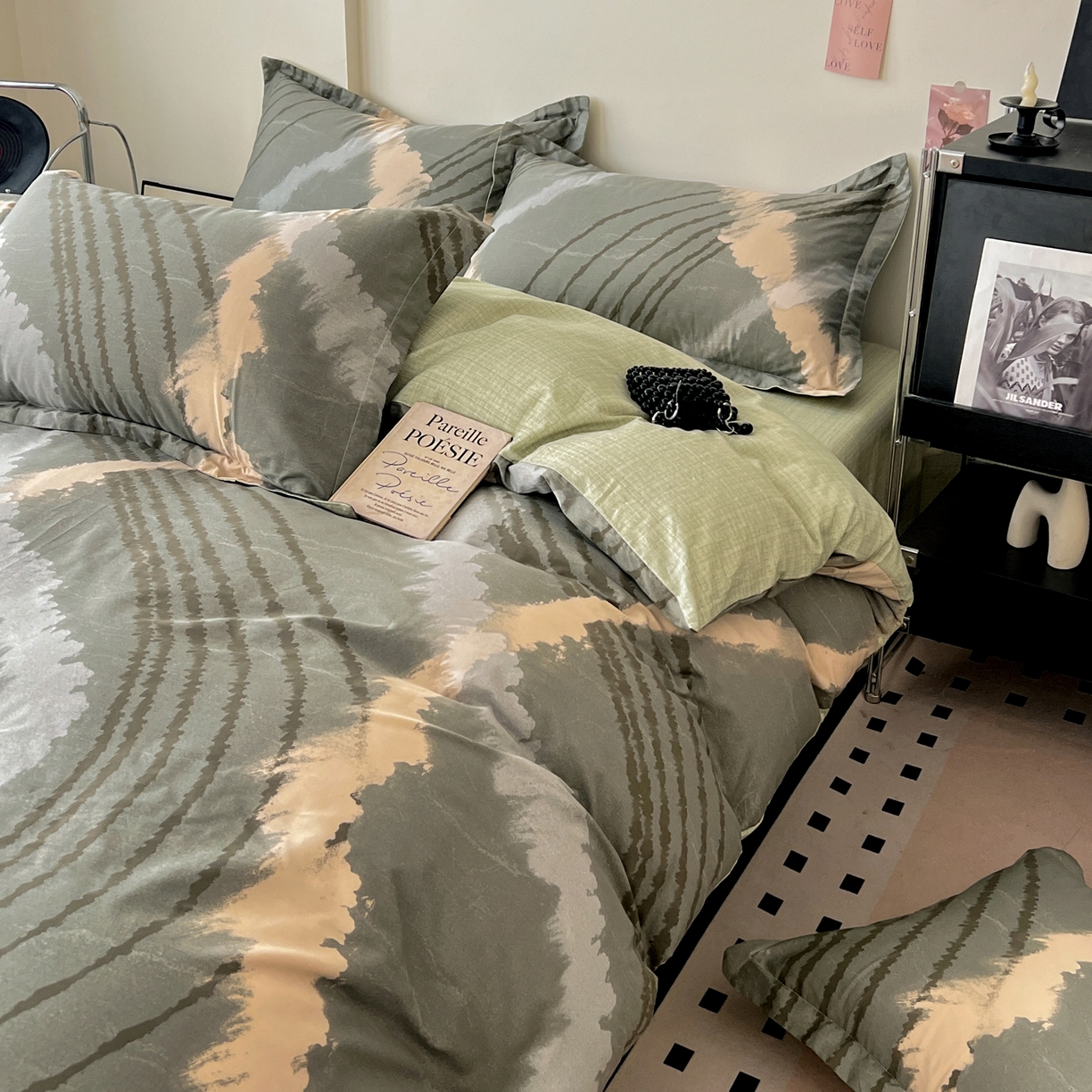 91家纺网 家纺一手货源 找家纺 （总）盛馨家纺 2026新款全棉高支高密精梳棉北欧绅士风四件套纯棉床笠学生三件套