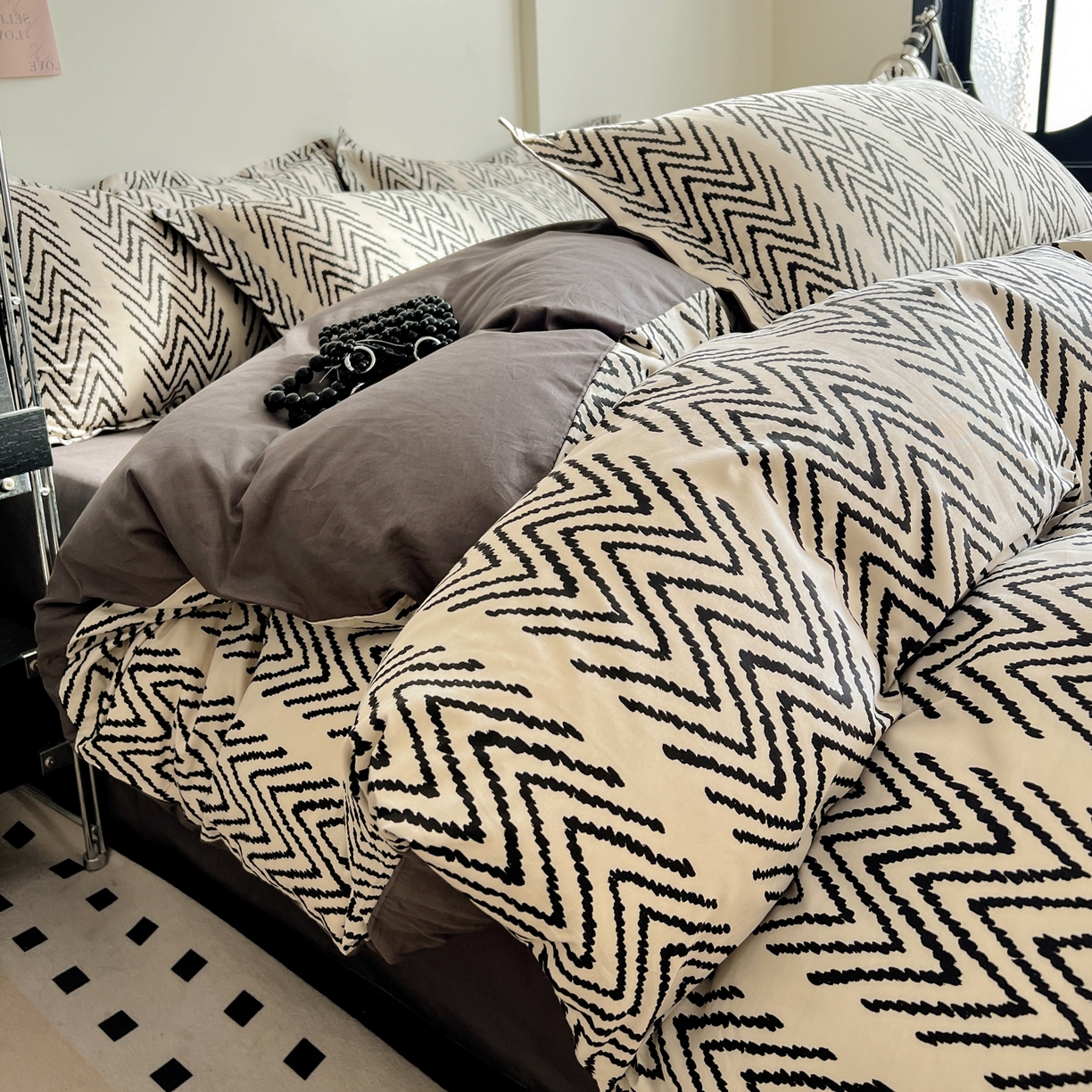 91家纺网 家纺一手货源 找家纺 （总）盛馨家纺 2026新款全棉高支高密精梳棉北欧绅士风四件套纯棉床笠学生三件套