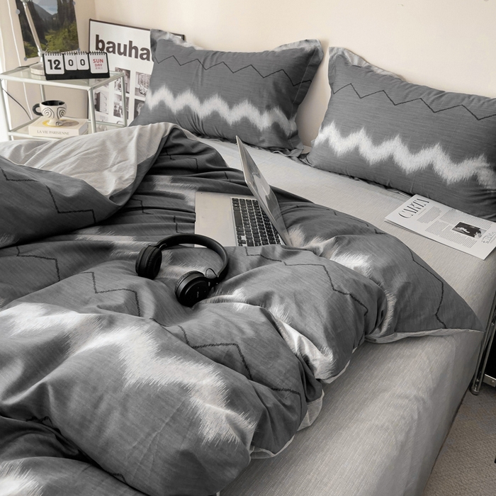 91家纺网 家纺一手货源 找家纺 盛馨家纺 2026新款全棉高支高密精梳棉北欧绅士风四件套纯棉床笠学生三件套 格林