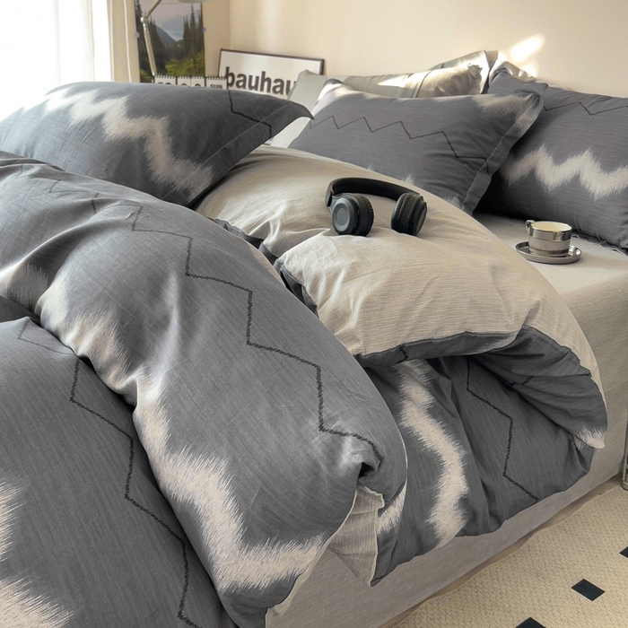 91家纺网 家纺一手货源 找家纺 盛馨家纺 2026新款全棉高支高密精梳棉北欧绅士风四件套纯棉床笠学生三件套 格林