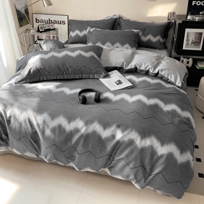 91家纺网 家纺一手货源 找家纺 盛馨家纺 2026新款全棉高支高密精梳棉北欧绅士风四件套纯棉床笠学生三件套 格林