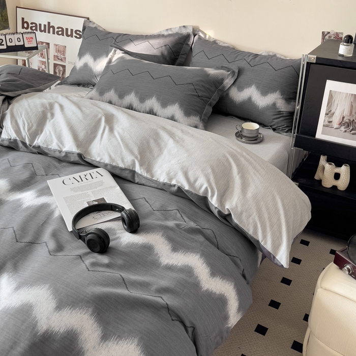 盛馨家纺 2026新款全棉高支高密精梳棉北欧绅士风四件套纯棉床笠学生三件套 格林