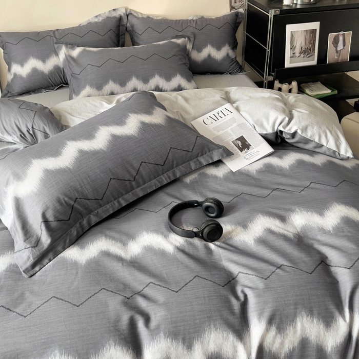 91家纺网 家纺一手货源 找家纺 盛馨家纺 2026新款全棉高支高密精梳棉北欧绅士风四件套纯棉床笠学生三件套 格林