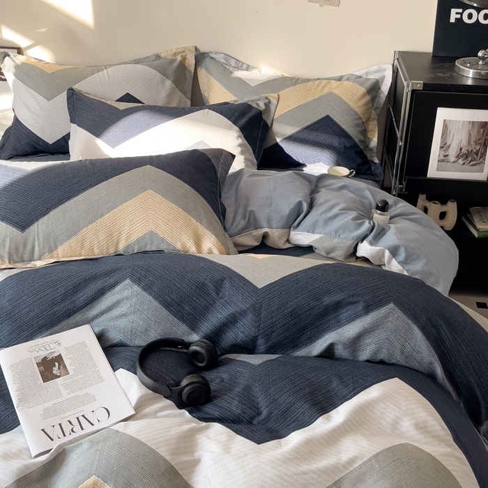 91家纺网 家纺一手货源 找家纺 盛馨家纺 2026新款全棉高支高密精梳棉北欧绅士风四件套纯棉床笠学生三件套 艾伦