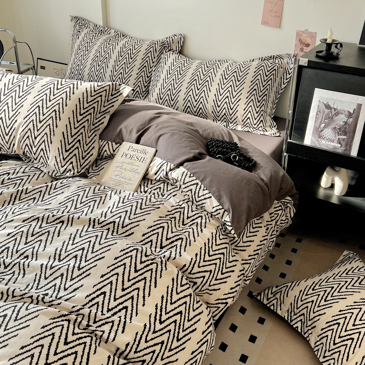 91家纺网 家纺一手货源 找家纺 （总）盛馨家纺 2026新款全棉高支高密精梳棉北欧绅士风四件套纯棉床笠学生三件套