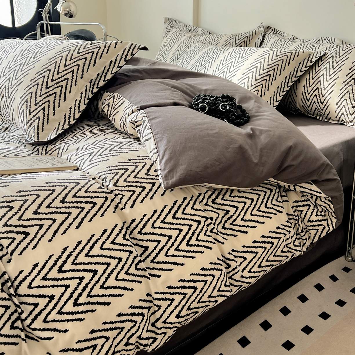 91家纺网 家纺一手货源 找家纺 （总）盛馨家纺 2026新款全棉高支高密精梳棉北欧绅士风四件套纯棉床笠学生三件套