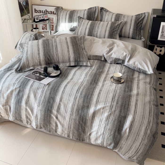 91家纺网 家纺一手货源 找家纺 盛馨家纺 2026新款全棉高支高密精梳棉北欧绅士风四件套纯棉床笠学生三件套 拉蒙