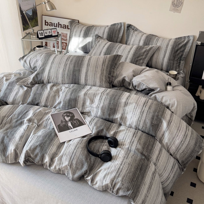 91家纺网 家纺一手货源 找家纺 盛馨家纺 2026新款全棉高支高密精梳棉北欧绅士风四件套纯棉床笠学生三件套 拉蒙