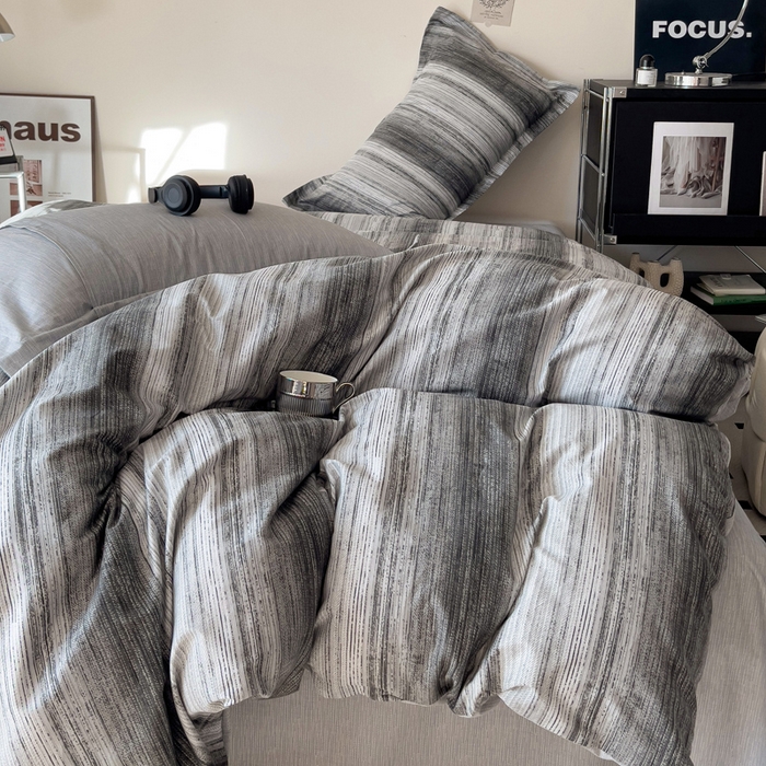 91家纺网 家纺一手货源 找家纺 盛馨家纺 2026新款全棉高支高密精梳棉北欧绅士风四件套纯棉床笠学生三件套 拉蒙