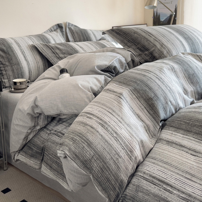 91家纺网 家纺一手货源 找家纺 盛馨家纺 2026新款全棉高支高密精梳棉北欧绅士风四件套纯棉床笠学生三件套 拉蒙