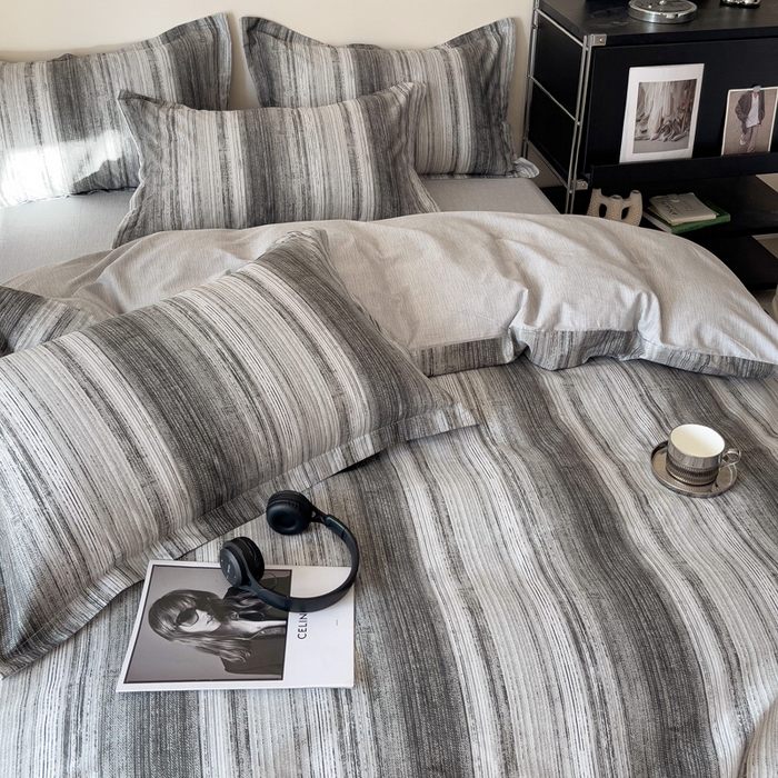 91家纺网 家纺一手货源 找家纺 盛馨家纺 2026新款全棉高支高密精梳棉北欧绅士风四件套纯棉床笠学生三件套 拉蒙