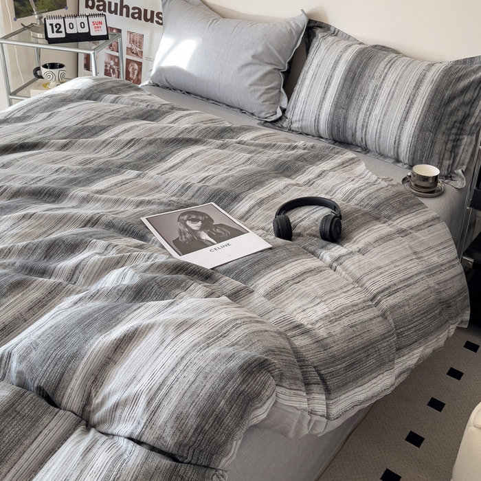 91家纺网 家纺一手货源 找家纺 盛馨家纺 2026新款全棉高支高密精梳棉北欧绅士风四件套纯棉床笠学生三件套 拉蒙