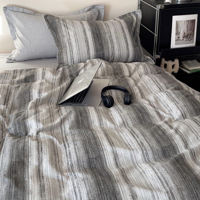 91家纺网 家纺一手货源 找家纺 盛馨家纺 2026新款全棉高支高密精梳棉北欧绅士风四件套纯棉床笠学生三件套 拉蒙