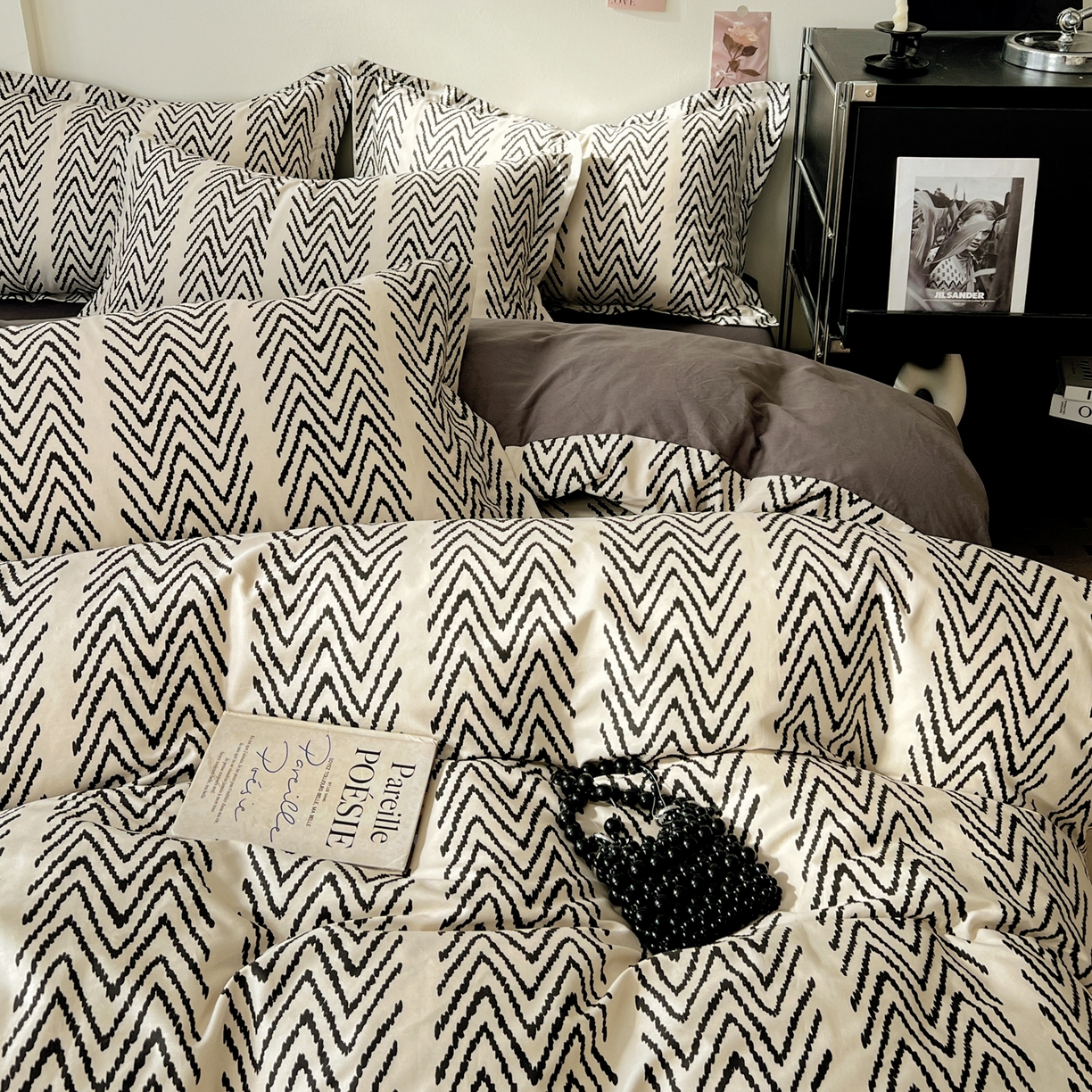 91家纺网 家纺一手货源 找家纺 （总）盛馨家纺 2026新款全棉高支高密精梳棉北欧绅士风四件套纯棉床笠学生三件套