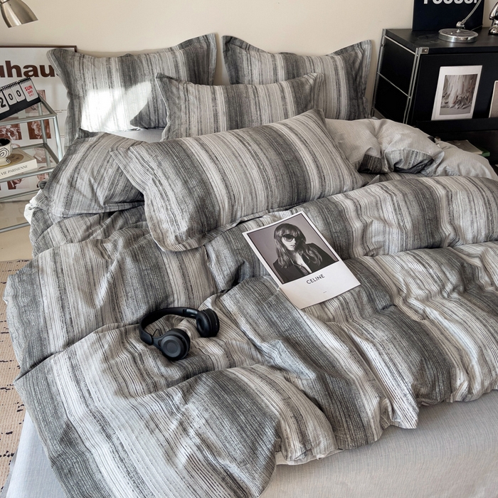 91家纺网 家纺一手货源 找家纺 盛馨家纺 2026新款全棉高支高密精梳棉北欧绅士风四件套纯棉床笠学生三件套 拉蒙