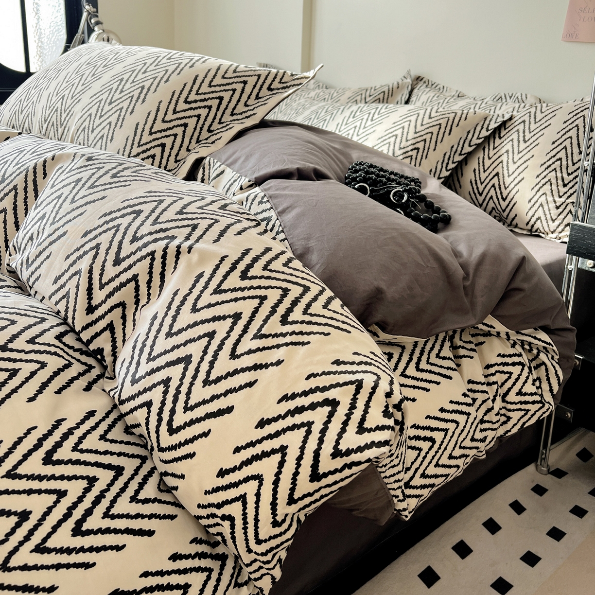 91家纺网 家纺一手货源 找家纺 （总）盛馨家纺 2026新款全棉高支高密精梳棉北欧绅士风四件套纯棉床笠学生三件套