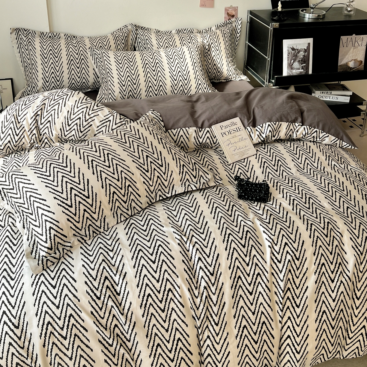 91家纺网 家纺一手货源 找家纺 （总）盛馨家纺 2026新款全棉高支高密精梳棉北欧绅士风四件套纯棉床笠学生三件套