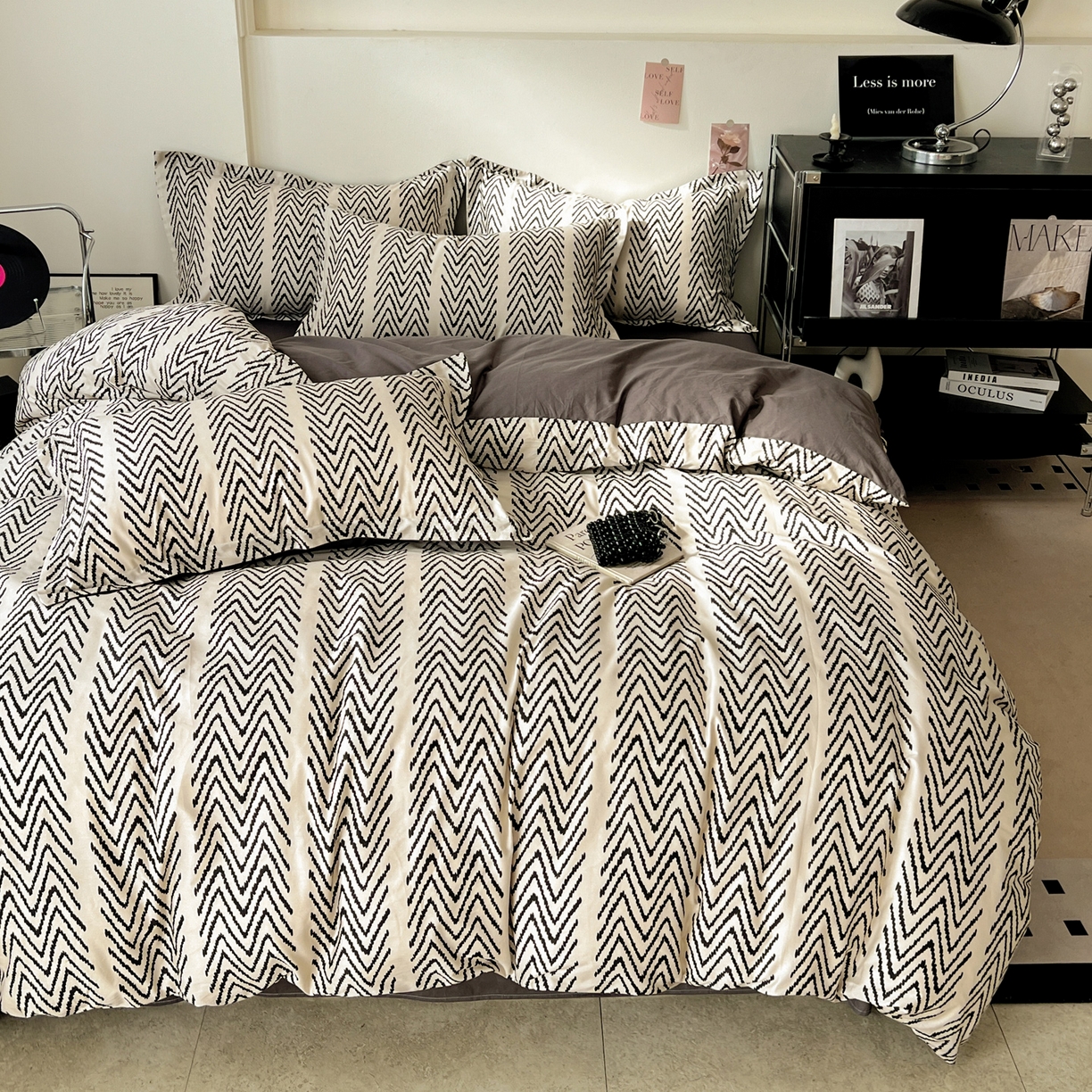 91家纺网 家纺一手货源 找家纺 （总）盛馨家纺 2026新款全棉高支高密精梳棉北欧绅士风四件套纯棉床笠学生三件套